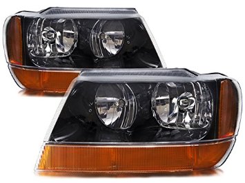 Jeep Grand Cherokee Laredo New Black Headlights Set w/Amber Signal Lights