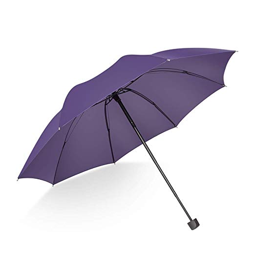 ATOFUL Travel Umbrella Windproof- Rain Umbrellas Compact with 8 Ribs, Pongee Coating for Car, Backpack, Purse, Bag (purple)