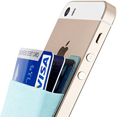 Card Holder, Sinjimoru Stick-on Wallet functioning as iPhone Wallet Case, iPhone case with a card holder, Credit Card Wallet, Card Case and Money Clip. For Android, too. Sinji Pouch Basic 2, Light Blue