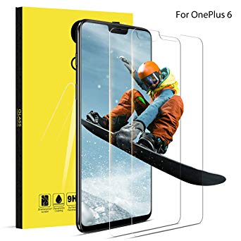 DOSNTO Tempered Glass Screen Protectors for Oneplus 6, [2 pack] Oneplus 6 Transparent Screen Protector Glass, Anti-Scratches, Anti-Fingerprint, HD Clear Full Coverage Screen Protector Oneplus 6