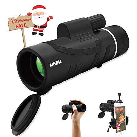 Whew Monocular Telescope, 12X42 HD Dual Focus Scope with Smartphone Holder and Tripod, Waterproof and Low Night Vision with BAK4 Prism FMC for Hunting Bird Watching Camping Outdoor Sporting
