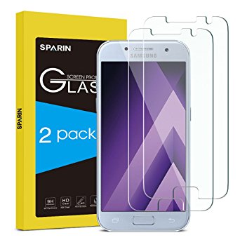 [2 Pack] Samsung galaxy A3 2017 Screen Protector, [NOT For A3 2015 & 2016] SPARIN Tempered Glass [Bubble-Easy Installation] Screen Protector for Samsung galaxy A3 2017 Version