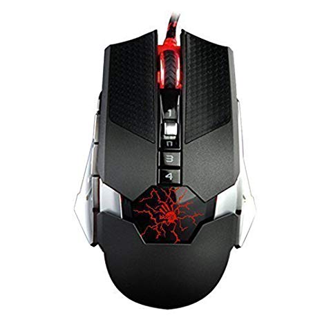T50 Ultra-Core Optical Gaming Mouse with Light Strike (LK) Optical Switch & Scroll - Shift Lever and 8 Programmable Buttons with Advanced Macros - X'Glide Armored Mouse Feet - Wired - Black/Silver/Red
