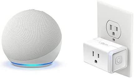 Echo Dot (5th Gen) | Glacier White with Kasa Smart Plug Mini