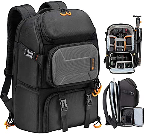 TARION Pro Camera Backpack Large Camera Bag with Laptop Compartment Tripod Holder Waterproof Raincover Outdoor Photography Hiking Travel Professional DSLR Camera Bag Backpack for Men Women Side Access