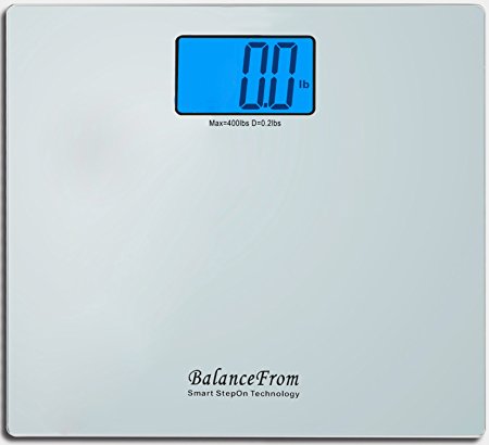 BalanceFrom High Accuracy Digital Bathroom Scale with Large Backlight Display and "Step-On" Technology [NEWEST VERSION] (Silver)