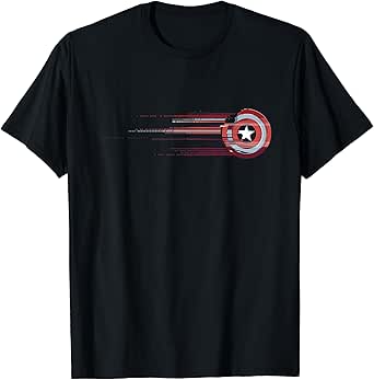 Marvel Captain America Shield Glitch Stripes T-Shirt