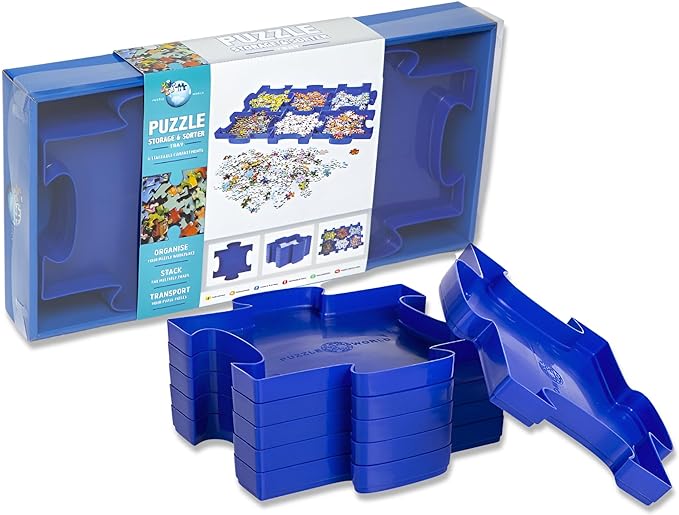 Stackable Puzzle Sorting Trays Jigsaw Puzzle Sorters Accessory for Puzzles 6 Compartments Stores 1000 Pieces