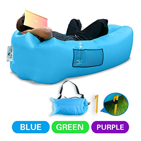 DasMeer Outdoors Inflatable Lounger, Air Beach Sofa Convenient Bag Compression Lazy Couch for Summer Hangout Sleeping Bed with Comfortable Headrest Design