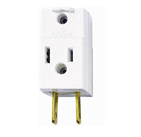 Leviton 002-00531-00W 15 Amp White 2-Pole 2-Wire Non-Grounding Plug-In Adapter