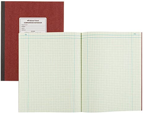 Brand Computation Notebook, 4 X 4 Quad, Brown, Green Paper, 11.75 x 9.25 Inches (75 Sheets)