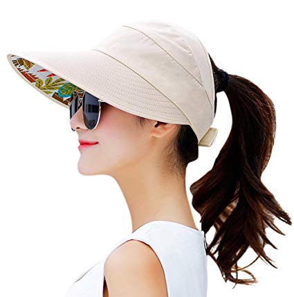 HINDAWI Sun Hats Women Wide Brim UV Protection Sun Hat Summer Beach Packable Visor
