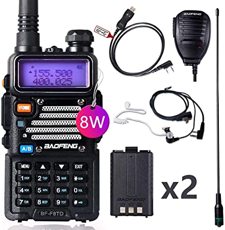 Ham Radio Baofeng Radio 8Watt UHF VHF Dual Band Baofeng Walkie Talkie with 2 Rechargeable 1800mAh Battery Handheld Radio with TIDRADIO Driver Free Programming Cable