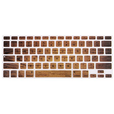 Mosiso Keyboard Cover with Pattern for MacBook Pro 13 Inch, 15 Inch (with or without Retina Display, 2015 or Older Version) MacBook Air 13 Inch, Brown Wood Grain