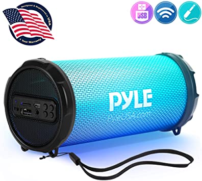 Wireless Portable Bluetooth Boombox Speaker - 100Watt Hi-Fi Rechargeable Boom Box Speaker Portable Music Barrel Loud Stereo System With AUX Input, MP3/USB/SD Port, Fm Radio, 2" Tweeter - Pyle PBMSPRG3