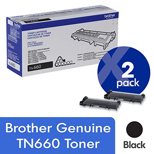 Brother Genuine TN660 High Yield Mono Laser Toner Cartridge 2-Pack