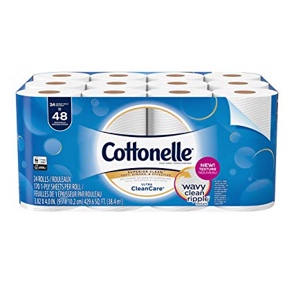 Cottonelle Ultra CleanCare Toilet Paper, Strong Bath Tissue, 24 Double Rolls