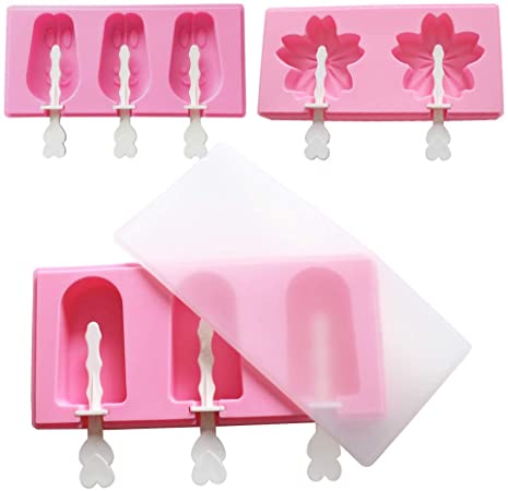 YAWOOYA Popsicles Ice Pop Mold- BPA Free Cake Pops Maker Silicone Molds with Lids(3 Packs)