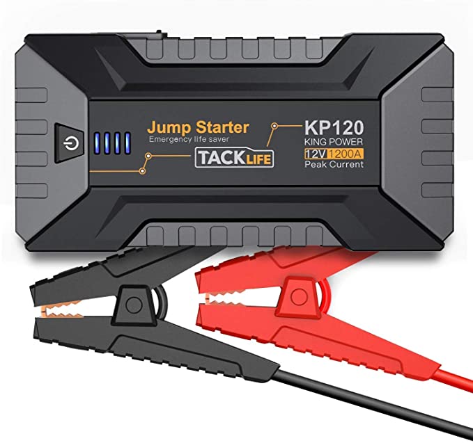 Car Booster Pack, TACKLIFE Portable Power Booster 1200A Peak Jump Starter 12V Jump Pack (up to 8L Gas and 6L Diesel Engines) Battery Booster with Quick Charge 3.0 and Type-C Port | KP120