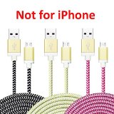 Micro USB Cable Eversame 3 Pack of Colorful 2M 66 Feet High Speed Nylon Braided Micro USB 20 Charging and Sync Cord with Gold Aluminum Shell Connectors For Samsung Galaxy S6 Edge PlusS4 Note 54 HTC OneM8M9X LG G3 NOKIA Motorola X Google Nexus 7 Blackberry PS4 And other Android Tablets Black White Pink