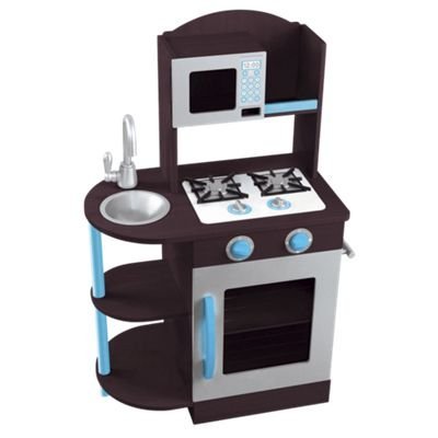 KidKraft Modern Espresso, Silver & Turquoise Wooden Kitchen (Espresso, Silver & Turquoise)