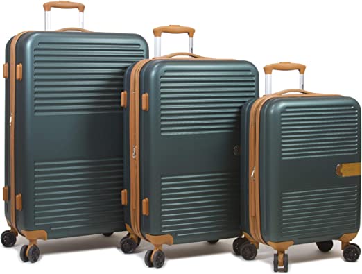 Dejuno Garland Hardside 3-Piece Spinner Luggage Set with USB Port, Green, One Size