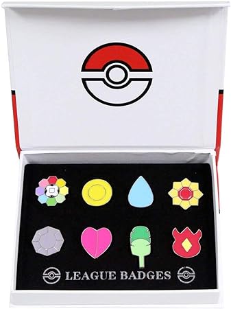 CHAOZI0 8Pcs Pocket Monsters Gym Badges Collection Gift Box,Pins Mystic Instinct Badges