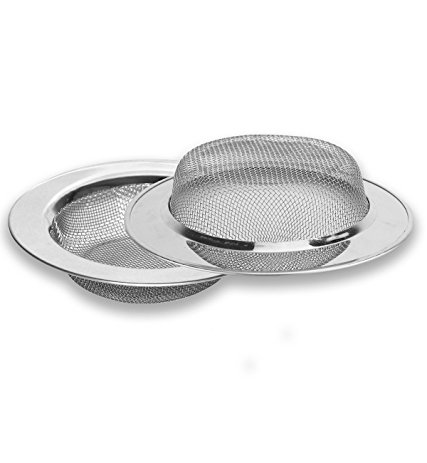 Stainless Steel Kitchen Sink Strainer Mesh Strainer Large Wide Rim 4.5" Diameter Rust Free Drain Stopper Hair Catch ---Pack of 2