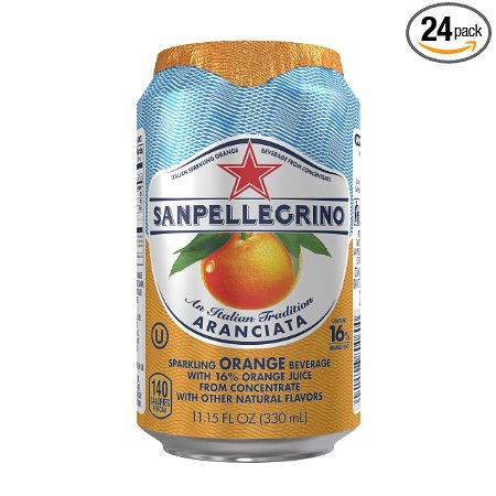 San Pellegrino Sparkling Fruit Beverages, Aranciata/Orange 11.15-ounce cans (Total of 24)