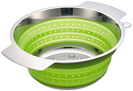 Rösle Stainless Steel Collapsible Colander, Green, 10-inch