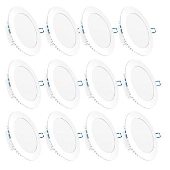 Sunco Lighting 12 Pack 6 Inch Slim LED Downlight, Integrated Junction Box, 14W=100W, 850 LM, Dimmable, 6000K Daylight Deluxe, Recessed Jbox Fixture, IC Rated, Retrofit Installation - ETL