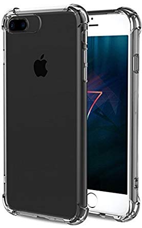 CaseHQ iPhone 7 Plus Case, iPhone 8 Plus Case,Crystal Clear Shock Absorption Bumper Slim Fit,Heavy Duty Protection TPU Cover Case for Apple iPhone 7 Plus (2016)/iPhone 8 Plus (2017) -ClearBlack