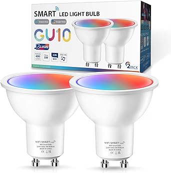 LOHAS GU10 Smart Bulb, 5W WiFi LED Bulb, Smart Spotlight Bulb, APP or Voice Control, RGBCW Dimmable White 2700K-6500K, Compatible with Alexa/Google Home/Tuya APP, No Hub Required, 2 Pack