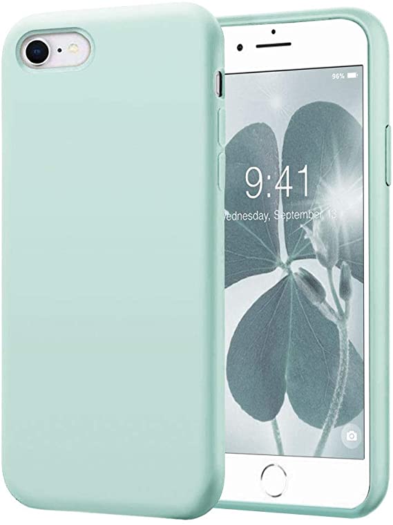 KUMEEK iPhone SE 2020 Case, iPhone 8/7 Case, Premium Silicone Gel Rubber Bumper Case Anti-Scratch Microfiber Lining Shockproof Full-Body Protective Case Cover for iPhone SE/8/7-Mint