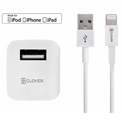 Clover Surge Apple MFI Certified Lightening Charging Cable and Adapter For IOS devices