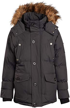 J. Whistler Boys Heavyweight Parka Puffer Jacket with Removable Hood