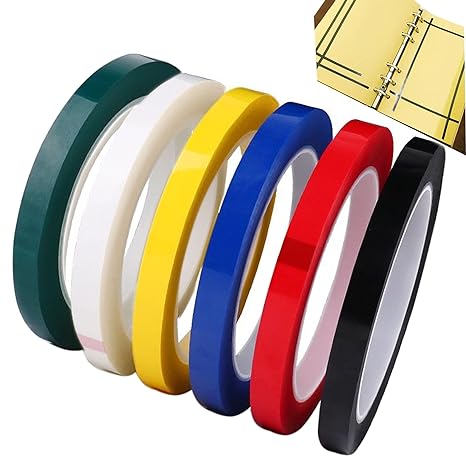 6 Pack 3mm 1/8 inch Width Graphic Tape Whiteboard Tape Self Adhesive Chart Line Tape Grid Marking Tapes Gridding Tape Pinstripe Electrical Art Artist Tape, 108 feet feet Long Per Roll