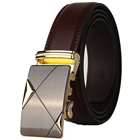 Dante Men's Leather Ratchet Dress Belt with Automatic Buckle