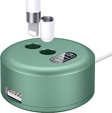 MoKo Aluminium Alloy Charging Stand Compatible with Apple Pencil Charger 1st Generation, iPad Pencil Charger Charging Station Stand, Apple Pen Charger Holder with LED Screen USB Port