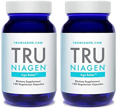 TRU NIAGEN NAD  Booster Supplement for Cellular Repair & Energy Metabolism (Nicotinamide Riboside) - 150mg Vegetarian Capsules - 300mg Per Serving - 60 Day Bottle (Pack of 2)