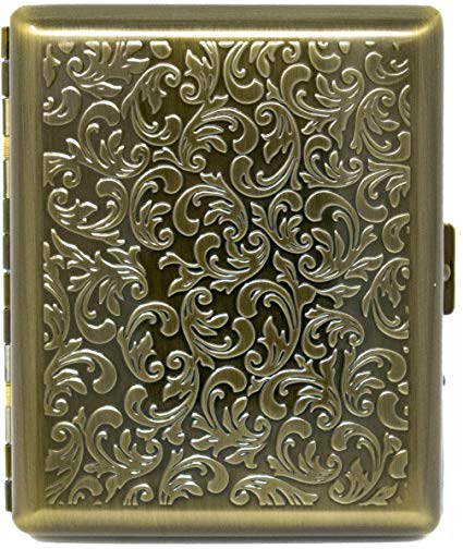 Vintage Gold Victorian Print (Full Pack 100s) Metal-Plated Cigarette Case & Stash Box