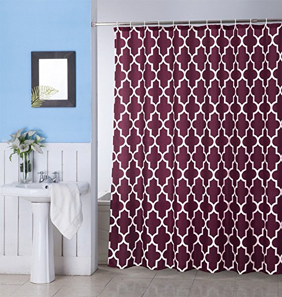 Geometric Patterned Shower Curtain 72-inch By 72-inch (Burgundy)