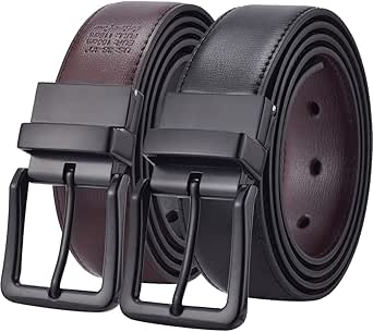 Beltox Men’s Belts Reversible Leather 1.25” Wide 1 for 2 Rotate Buckle Gift Box