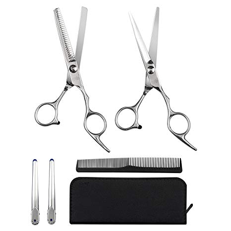 ELFINA 2n Generation Hair Cutting Shears, 6.0" Professional Stainless Barber Scissors Set for Hairdressing, Thinning, Texturizing, Salon or Home Use