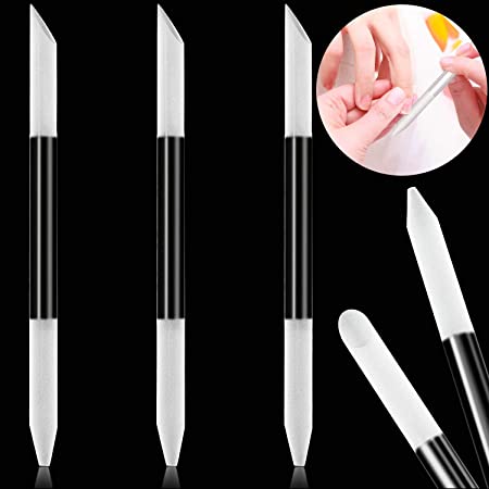 3 Pieces Glass Cuticle Pusher Cuticle Remover Glass Nail File Dual-Ended Manicure Pedicure Tools for Nails and Cuticles Care