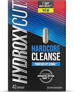 Hydroxycut Hardcore Cleanse - 42 Capsules - 7-Day Body Reset for Men & Women - Includes Senna Leaf Extract & Apple Cider Vinegar - 14 Servings