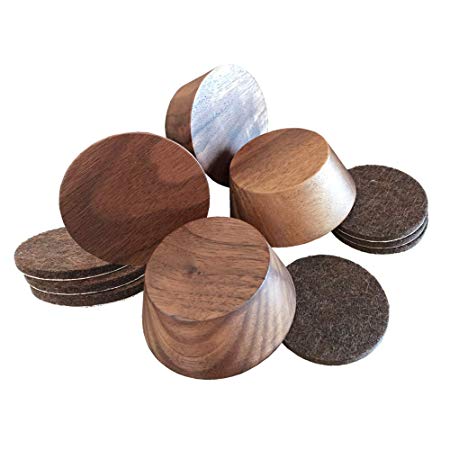 Walnut Wood Premium Furniture Risers (4 Pack) | Adds 1 Inch Extra Height for Cleaning & Convenience | Bed Risers, Desk Riser, Table Risers, Furniture Legs, Sofa Risers | Heavy Duty