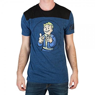 Bioworld Fallout Mens Blue/Black Yoke Tee