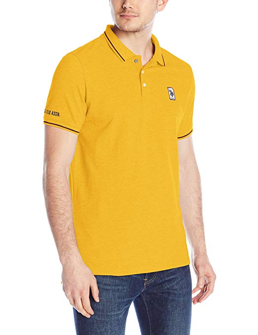 U.S. Polo Assn. Men's Solid Pique Polo Shirt with Color-Tipped Collar and Cuffs