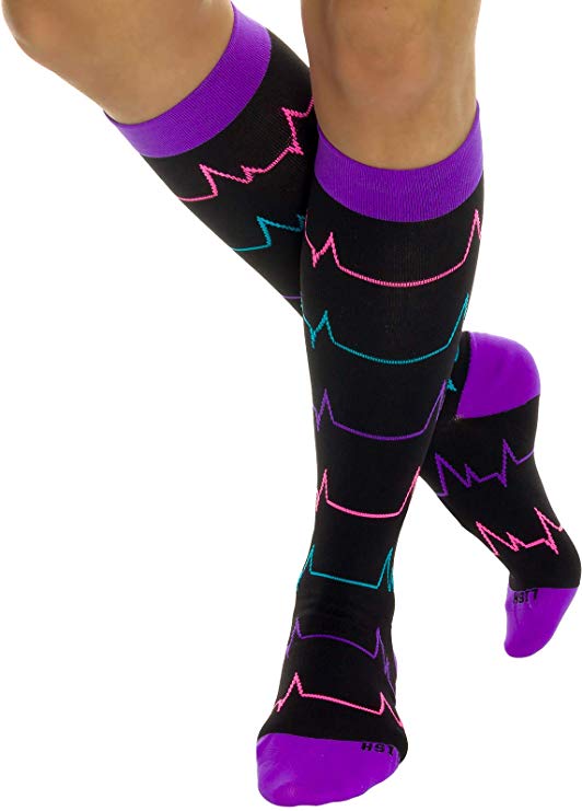 LISH Nurse Compression Socks for Women - Graduated 15-25mmHG Knee High Sport Socks